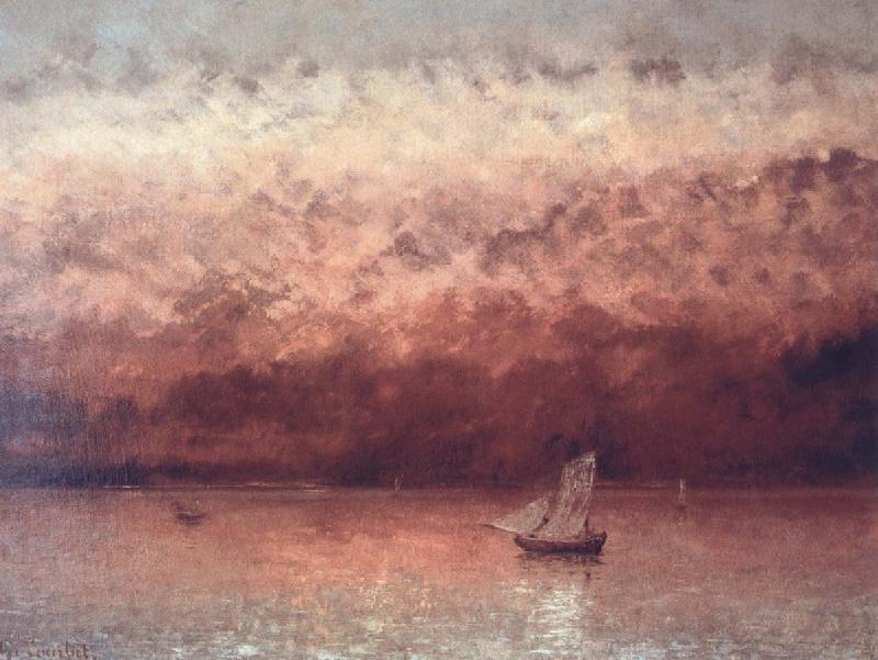 Gustave Courbet Sunset on Lake Geneva Sweden oil painting art